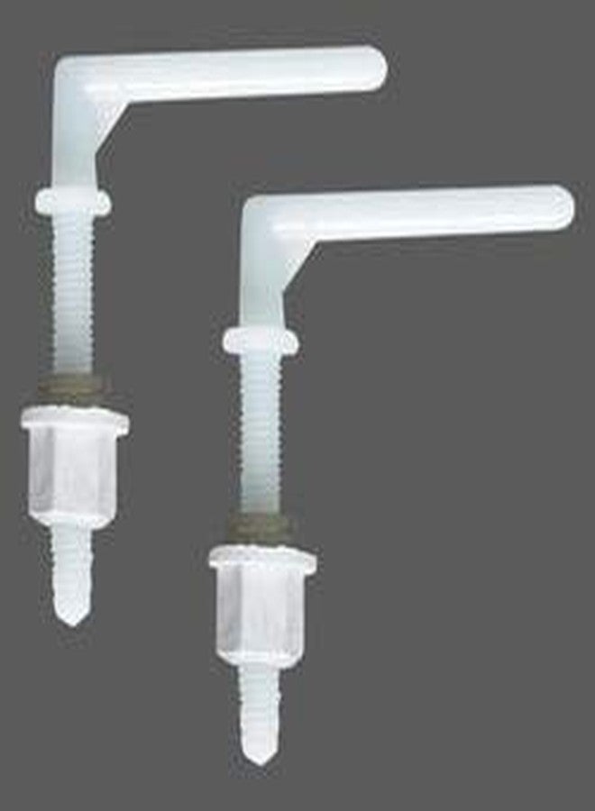 BATH GURU High Grade Plastic Standard Size L Type Toilet Seat Cover Screw Hinges Repair Kit for Western Style Toilet Seat (Pack Of 2, White) - Image 1